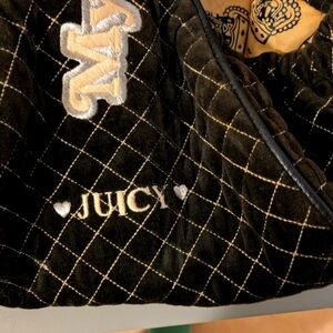 Juicy Couture Black Velour Shoulder Bag Carrier For Small Dog or Cat